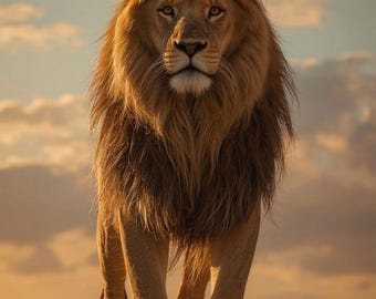 Majestic Lion Wall Art Printable, Lion Portrait Digital Download, Wildlife Poster, Safari Animal Print, Neutral Home Decor, Instant Download