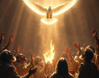 Holy Spirit Dove Wall Art Printable, Pentecost Christian Poster, Divine Light Bible Art, Religious Digital Download, Christian Home Decor