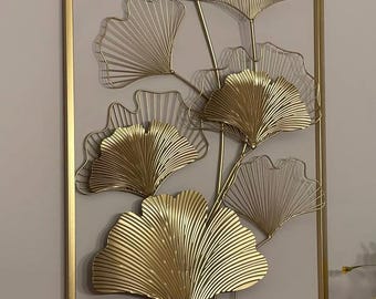 Gold Ginkgo Leaf Wall Art, Modern Botanical Print, Metallic Poster (Digital Download)