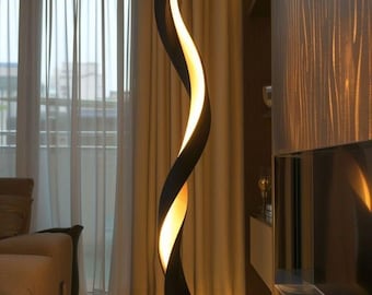 Moderne gedraaide vloerlamp 3D-model | Sculpturale led-staande lamp | Hedendaagse woondecoratie STL O