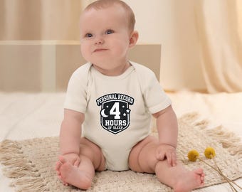 Persönlicher Rekord 4 Stunden Schlaf Baby Body, lustiges CrossFit Baby Geschenk, neues Babyparty Geschenk, Fitnessstudio Papa Baby Body, lustige Babykleidung