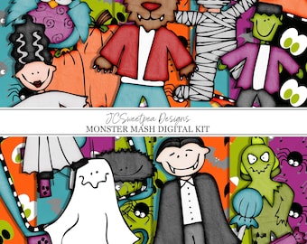 Monster Mash Halloween Digital Scrapbooking Kit