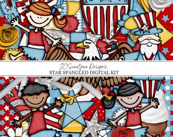 Star Spangled Digital Scrapbooking Kit