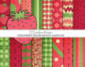 Strawberry Fields Digital Scrapbooking Paper Kit