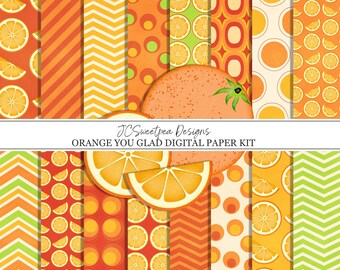Orange You Glad Digital Scrapbooking Kit de papier