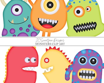 Monsters Clip Art Commercial or Personal Use - INSTANT DOWNLOAD