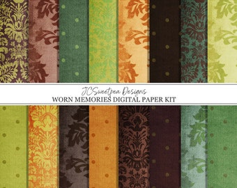 Worn Memories Digital Scrapbooking Paper Pack