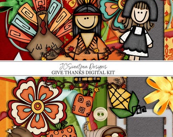 Give Thanks Digital Scrapbooking Kit Thanksgiving