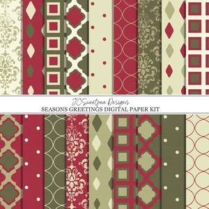 Saisons Salutations Noël Digital Scrapbooking Paper Pack