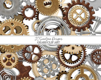 Gear Steampunk Clip Art Personal and Commercial Use Digital Scrapbooking - INSTANT DOWNLOAD