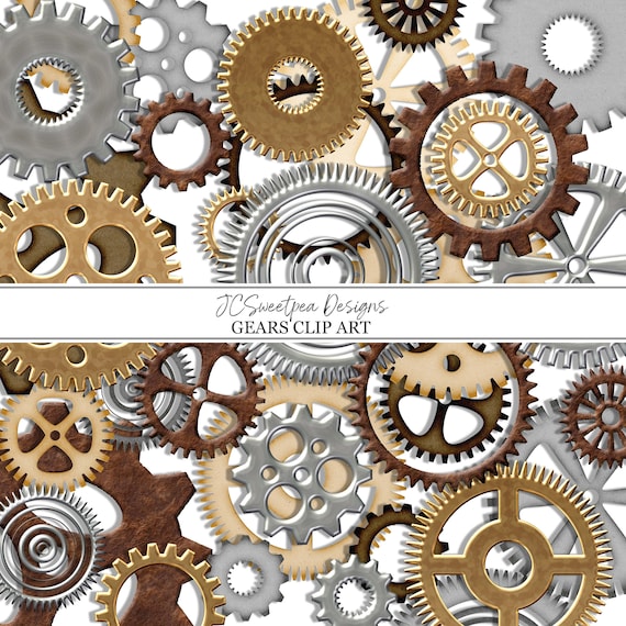 Gear Steampunk Clip Art Personal and Commercial Use Digital Scrapbooking - INSTANT DOWNLOAD
