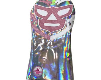 Chipnputt Golf Copritesta per driver da golf con maschera da luchador messicano / Rosa e bianco, adatto a driver da 460cc