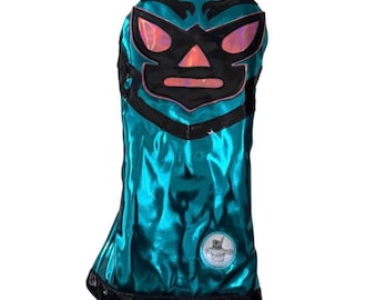 Chipnputt Golf Copritesta per driver da golf con maschera da luchador messicano / turchese e nero, rosa. Adatto a driver da 460cc.