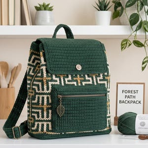 Tapestry Crochet Backpack Pattern | Geometric Forest Rucksack Tutorial (PDF Download)