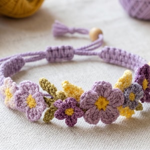 Crochet Flower Bracelet Pattern | Micro Crochet Jewelry Tutorial (PDF Download)