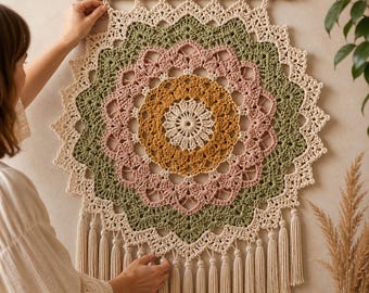 Crochet Mandala Wall Hanging Pattern | Boho Decor Tutorial (PDF Pattern)