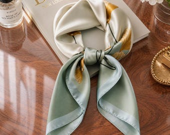 Mulberry Silk Scarf for Women, Vintage Square Silk Bandana, Elegant Neck Scarf, Boho Hair Scarf, Luxury Gift for Her