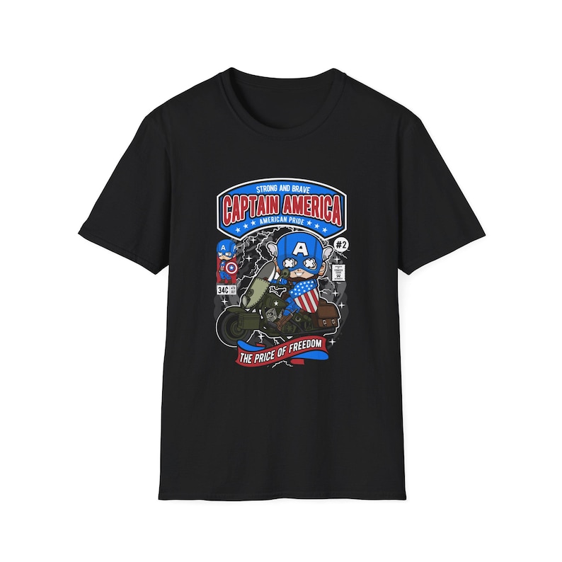 Captain America Retro Comic Logo T-Shirt | American Pride Tee image 1