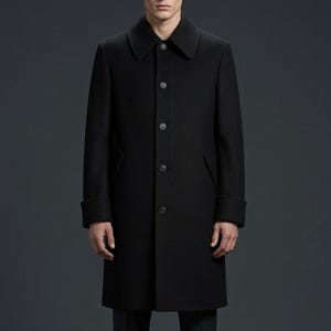 Wednesday Uncle Fester Black Trench Coat | Handmade Vintage Gothic Duster Long Overcoat