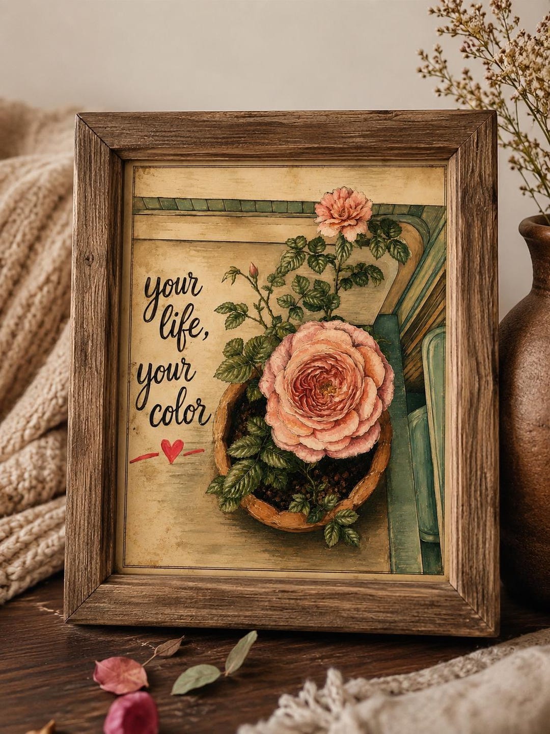 Printable Cottagecore Rose Wall Art Set | Vintage & Acrylic Floral ...
