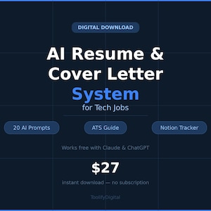 AI CV-sjabloon Tech Jobs | Sollicitatiebrief + ATS-trefwoorden + Notion Job Tracker | ChatGPT-prompts