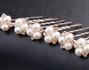 Bridal Pearl Rhinestone Hair Pin – Elegant Floral Wedding Accessory