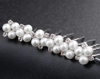 Bridal Pearl Rhinestone Hair Pin – Elegant Floral Wedding Accessory