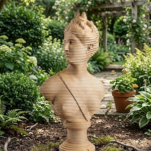 Sliced Diana Bust SVG | Layered Goddess Statue DXF | Mythological Art Laser Cut | 3D Plywood Sculpture Plan | Modern Home Decor CNC Vector