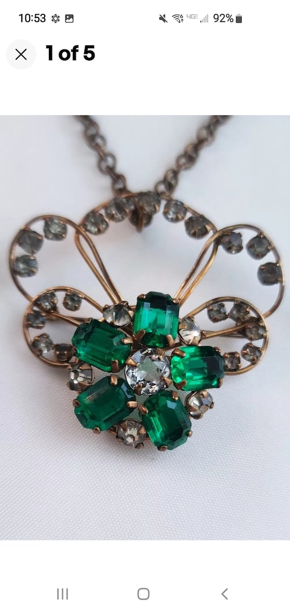 Vintage Art Deco Style Jeweled Brooch Rhinestone P