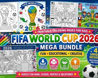 Zestaw kolorowanek Mistrzostwa Świata FIFA 2026 | Arkusze aktywności piłkarskich (do pobrania w formacie PDF)