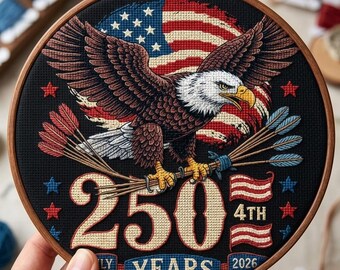 Patriotic Eagle Cross Stitch Pattern, America 250th Anniversary Chart (Digital Download)