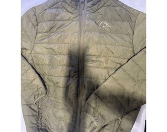 Ducks Unlimited Mens 2XL Puffer Jacket Olive Green Quilted Full Zip Lightweight