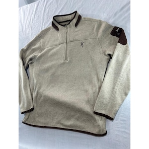 Browning Quarter Zip Pullover Sweater Tan Brown Mens XL Buckmark Logo Fleece image 1