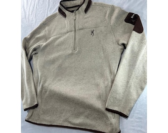 Browning Quarter Zip Pullover Pullover Tan Braun Herren XL Buckmark Logo Fleece