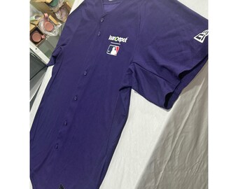 Maillot de baseball New Era MLB LoanDepot pour homme violet boutonné, taille moyenne