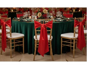 Maxial 50 pezzi Fasce per sedie in raso rosse per matrimoni, banchetti, feste ed eventi, fiocchi decorativi, nuove