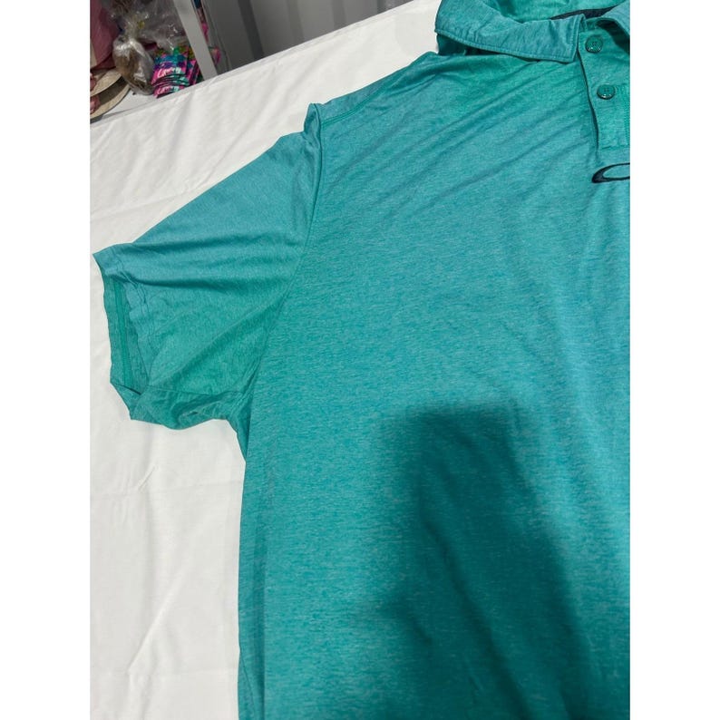 Oakley Mens XXL Regular Fit Polo Shirt Teal Green Heather Short Sleeve Golf image 4
