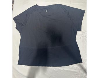 Lululemon Black Mesh Mixed Media Short Sleeve Athletic Training Top Size 12