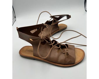 American Eagle Outfitters Brown Lace Up Gladiator Sandals Womens Size 6 Flat