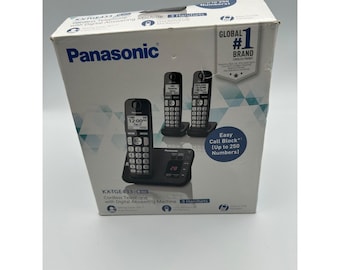 Panasonic KX-TGE433B Cordless Phone System 3 Handsets Answering Machine Black