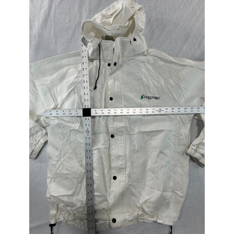 Frogg Toggs Weiße Regenjacke Herren XL Kapuze Wasserdicht Shell Full Zip SnapFront Bild 3