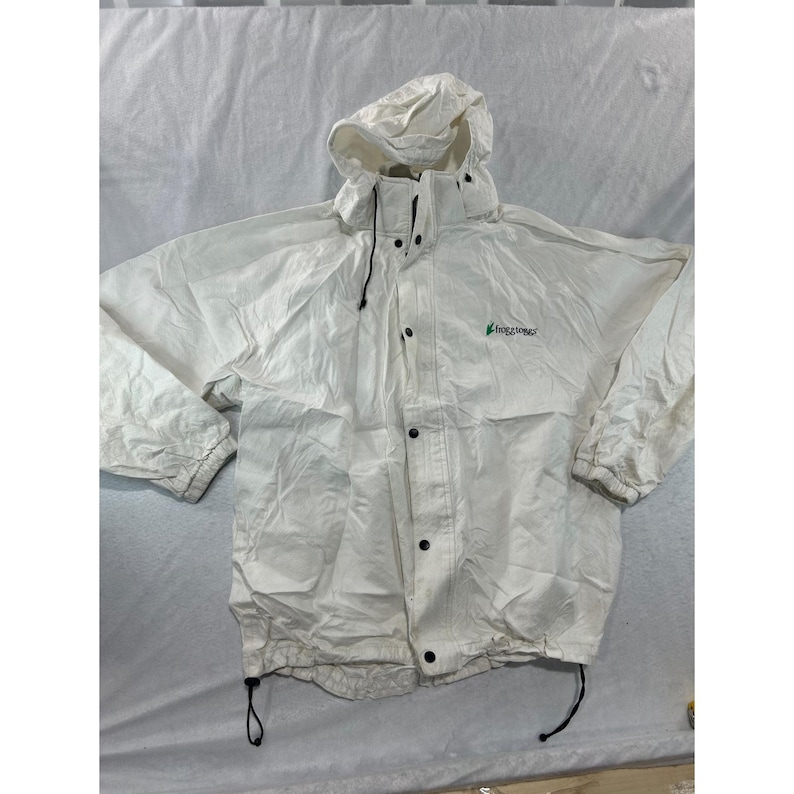 Frogg Toggs Weiße Regenjacke Herren XL Kapuze Wasserdicht Shell Full Zip SnapFront Bild 1