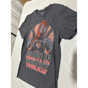 Marvel Deadpool Believe In Yourself Graphic T-Shirt Charcoal Gray Small image 2