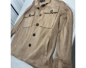 Kendall + Kylie - Veste coupe-vent utilitaire en imitation daim marron clair, boutonnée sur le devant, grande