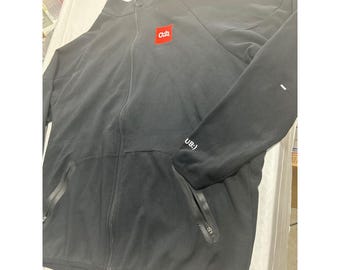 Cub Foods - Veste de survêtement noire avec fermeture éclair sur toute la surface, col cheminée, poches zippées contrecollées XL