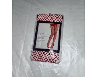 Leg Avenue Red Spandex Industrial Net Stockings Thigh High Unfinished Top 9040