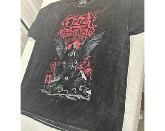 Ozzy Osbourne Graphic T-Shirt Mens XXL Black Mineral Wash Rock Band Tee Araca In