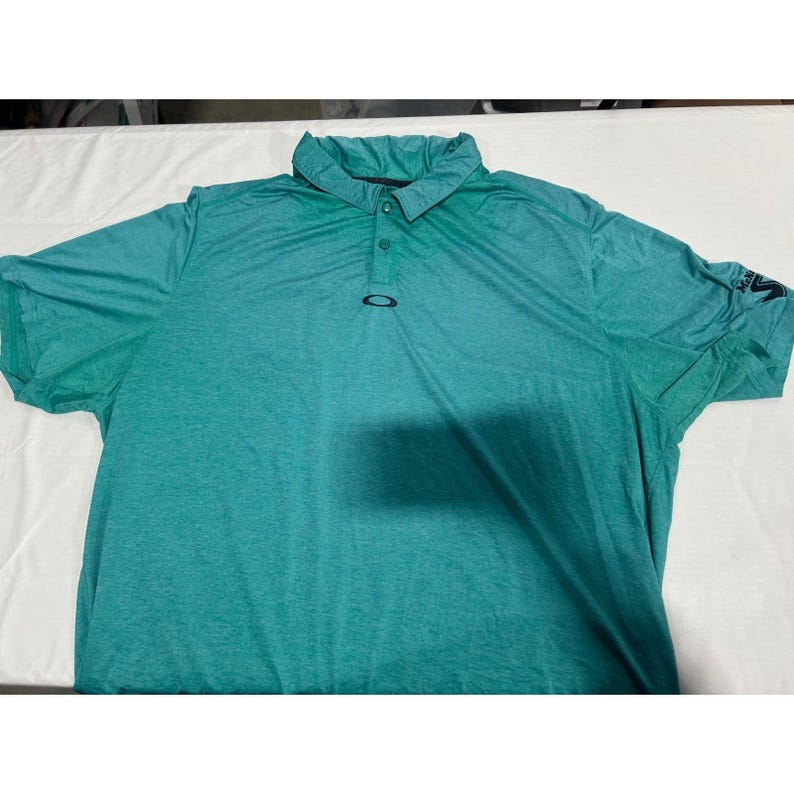 Oakley Mens XXL Regular Fit Polo Shirt Teal Green Heather Short Sleeve Golf image 2