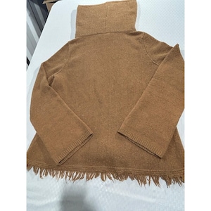 Jersey de punto de cuello alto con flecos en el bajo, color marrón, de Anthropologie Kemi + Kin, talla pequeña imagen 1