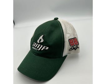 Dale Earnhardt Jr Amp Energy Racing Hat 88 Casquette trucker NASCAR Snapback verte blanc